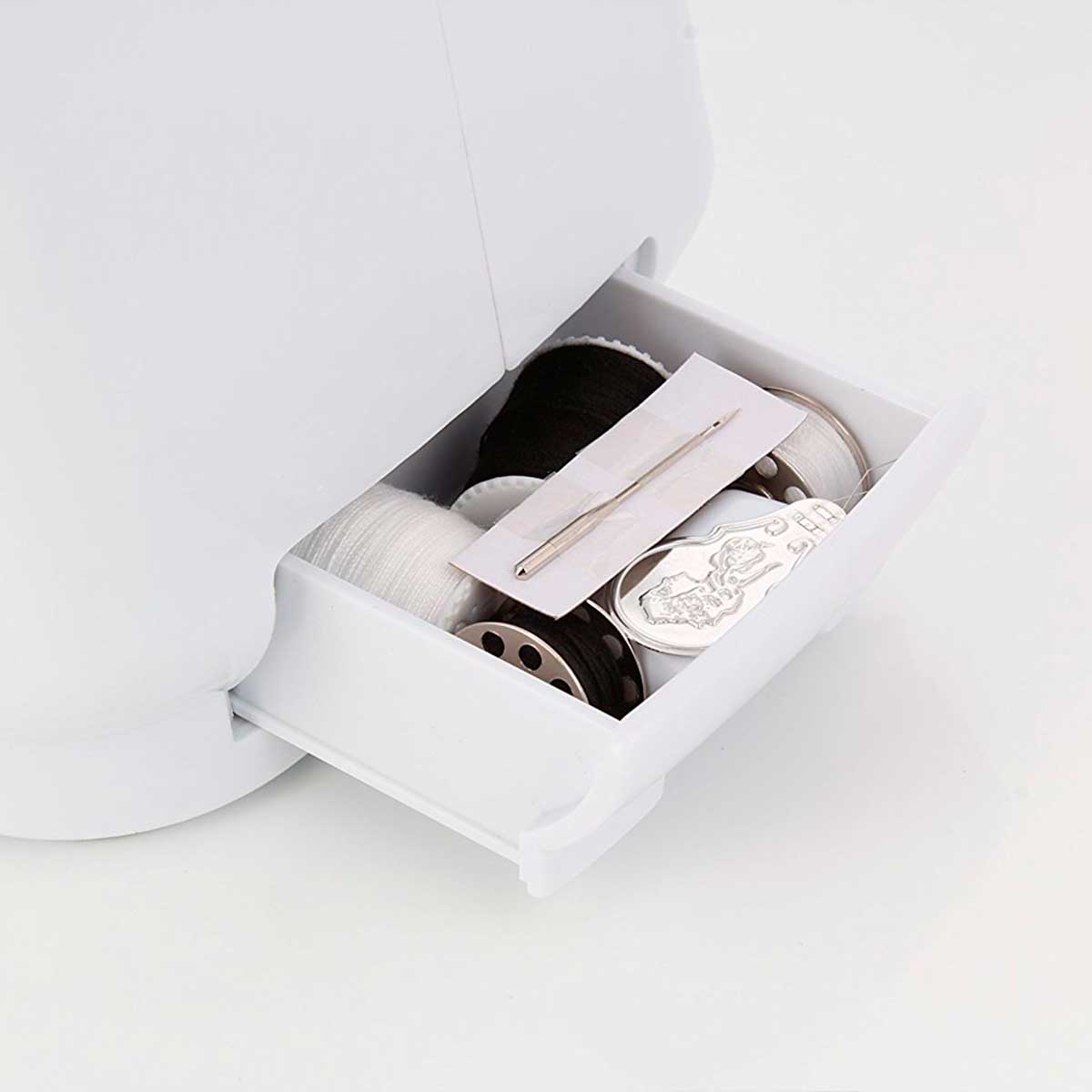 PRIXTON - Machine à coudre portable avec tiroir pour accessoires, lampe  intégrée, 12 types de points de couture différents, comprend une pédale